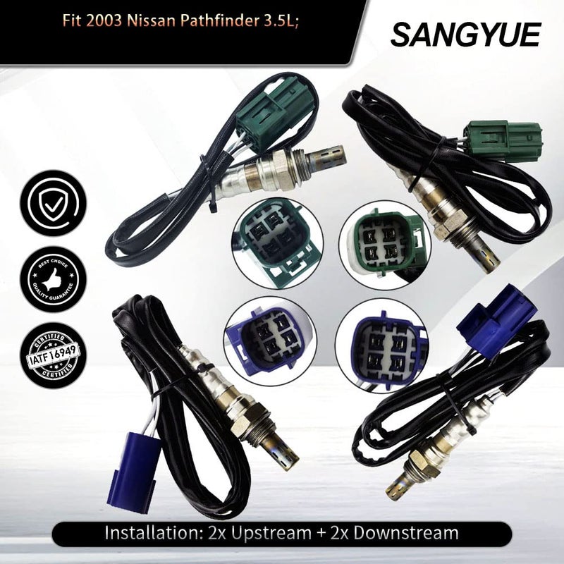 Sangyue 4 Oxygen Sensor 1 & 2 for Nissan Pathfinder 2003 3.5L Upstream + Downstream - Image 2